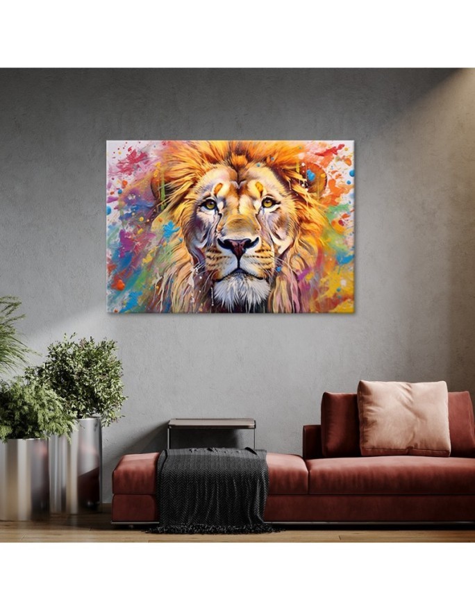 Stylish paintings for the living room - Lion Abstraction Watercolour AI | FEEBY