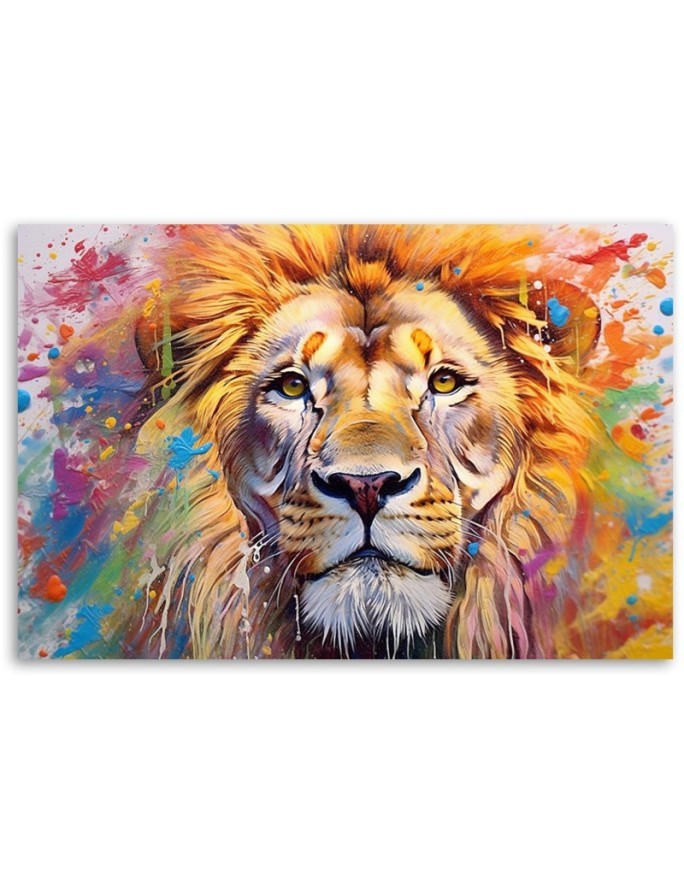 Stylish paintings for the living room - Lion Abstraction Watercolour AI | FEEBY