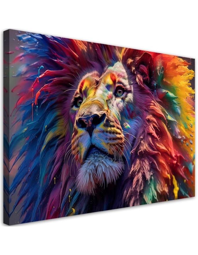 Exclusive wall art paintings - Neon Lion Africa AI | FEEBY