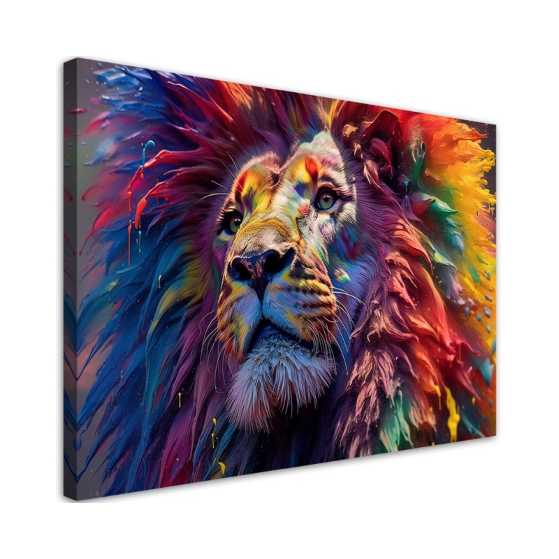 Exclusive wall art paintings - Neon Lion Africa AI | FEEBY
