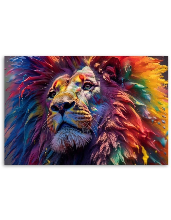 Exclusive wall art paintings - Neon Lion Africa AI | FEEBY