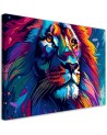 Exclusive paintings for living room - Neon colourful Lion Abstraction AI | FEEBY