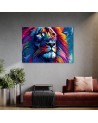 Exclusive paintings for living room - Neon colourful Lion Abstraction AI | FEEBY
