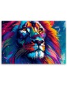 Exclusive paintings for living room - Neon colourful Lion Abstraction AI | FEEBY