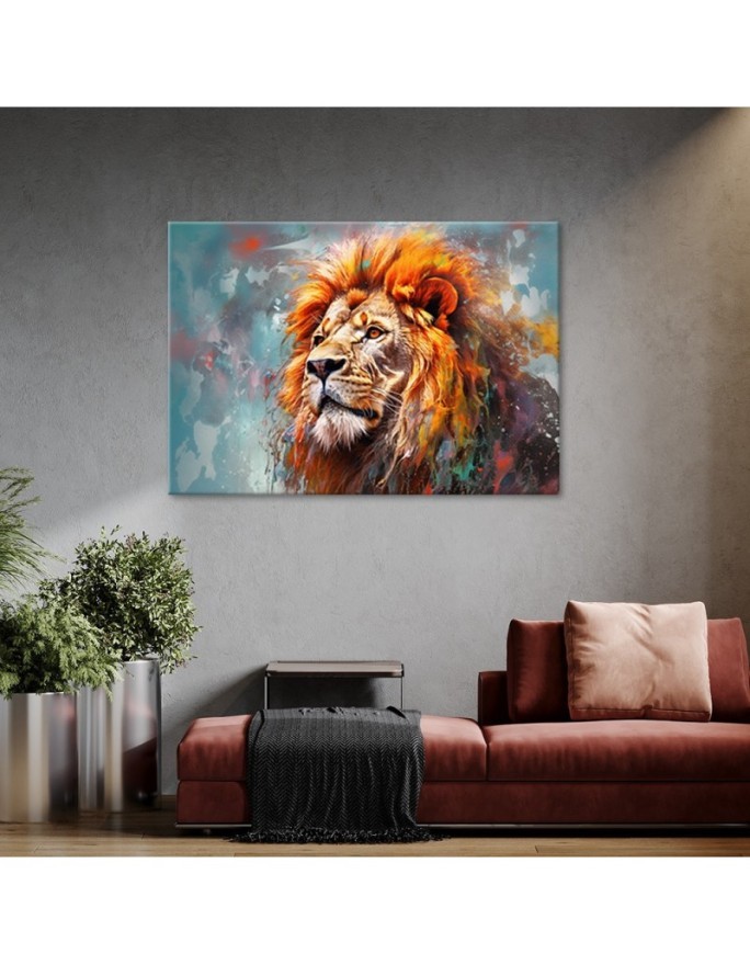 Wall paintings for living room - Animal Lion Abstraction | FEEBY