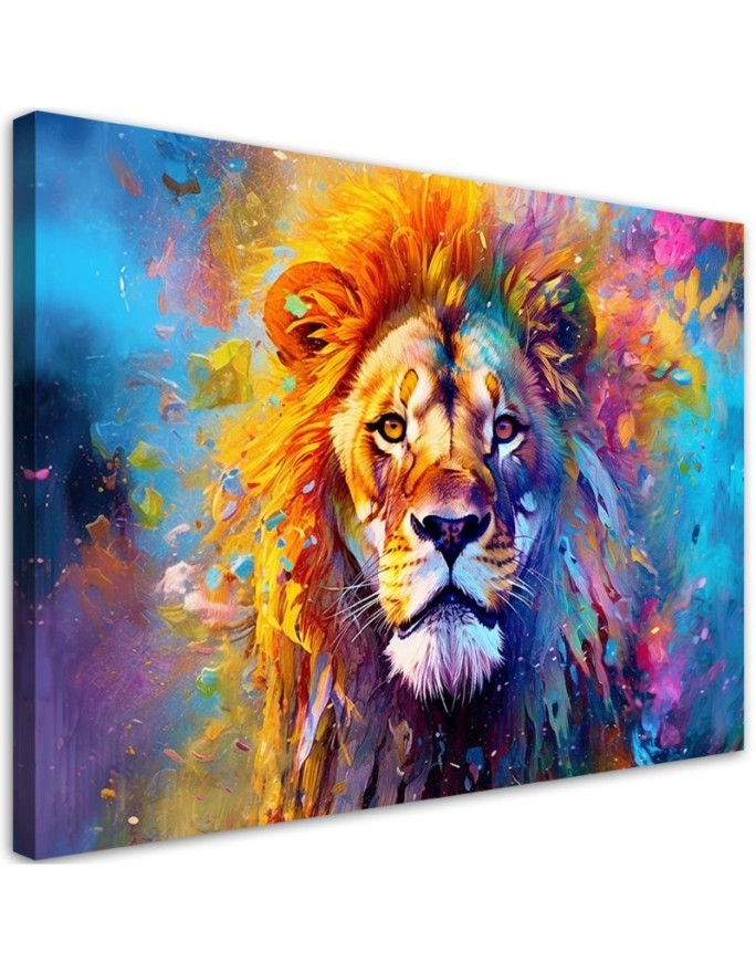 Stylish AI paintings for wall - Colourful Lion Abstraction | FEEBY