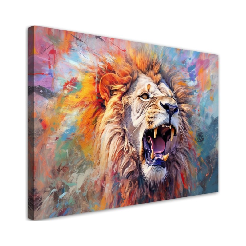 Elegant AI wall paintings for the wall - Threatening Lion Abstraction | FEEBY
