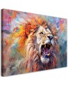 Elegant AI wall paintings for the wall - Threatening Lion Abstraction | FEEBY