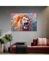Elegant AI wall paintings for the wall - Threatening Lion Abstraction | FEEBY