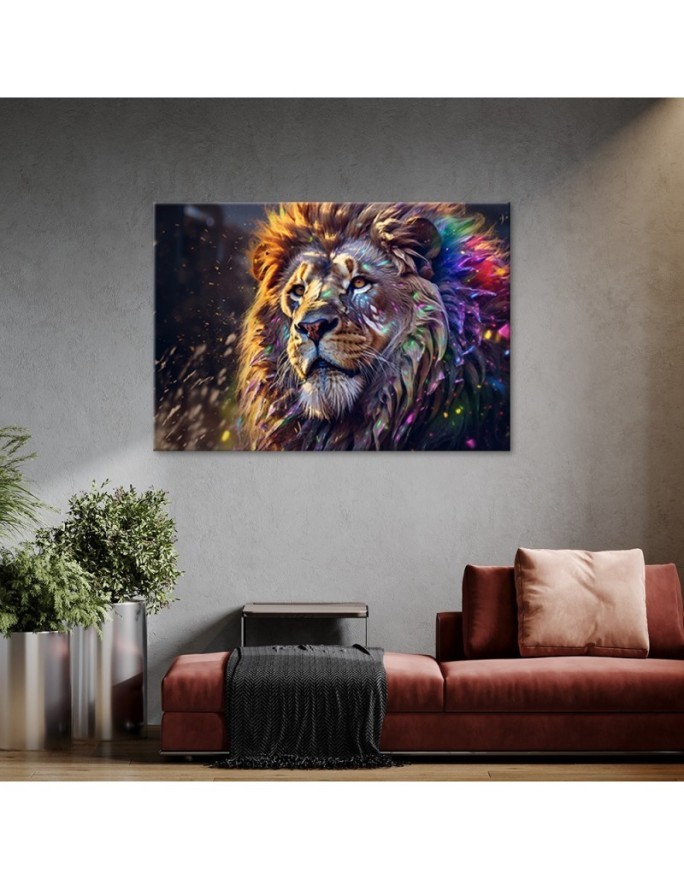 Fashionable AI Canvas paintings for bedroom AI - Lion Animal Abstraction | FEEBY