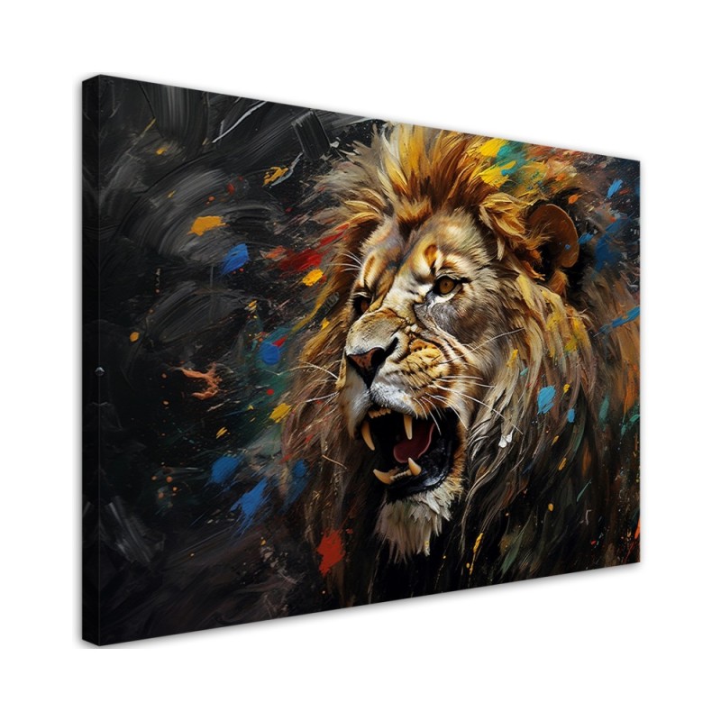 Unique wall art paintings AI - Lion on a dark background | FEEBY