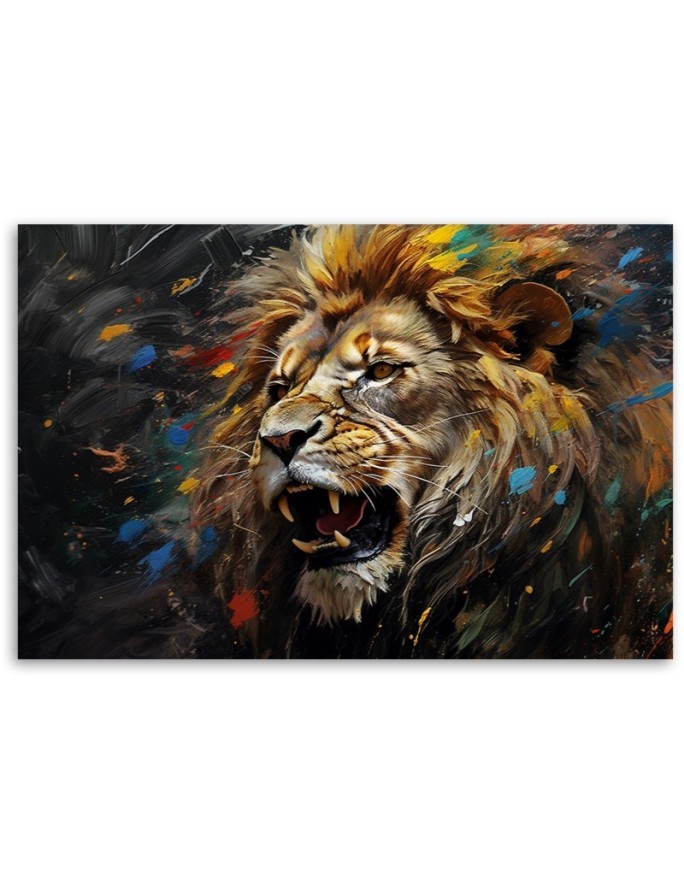 Unique wall art paintings AI - Lion on a dark background | FEEBY