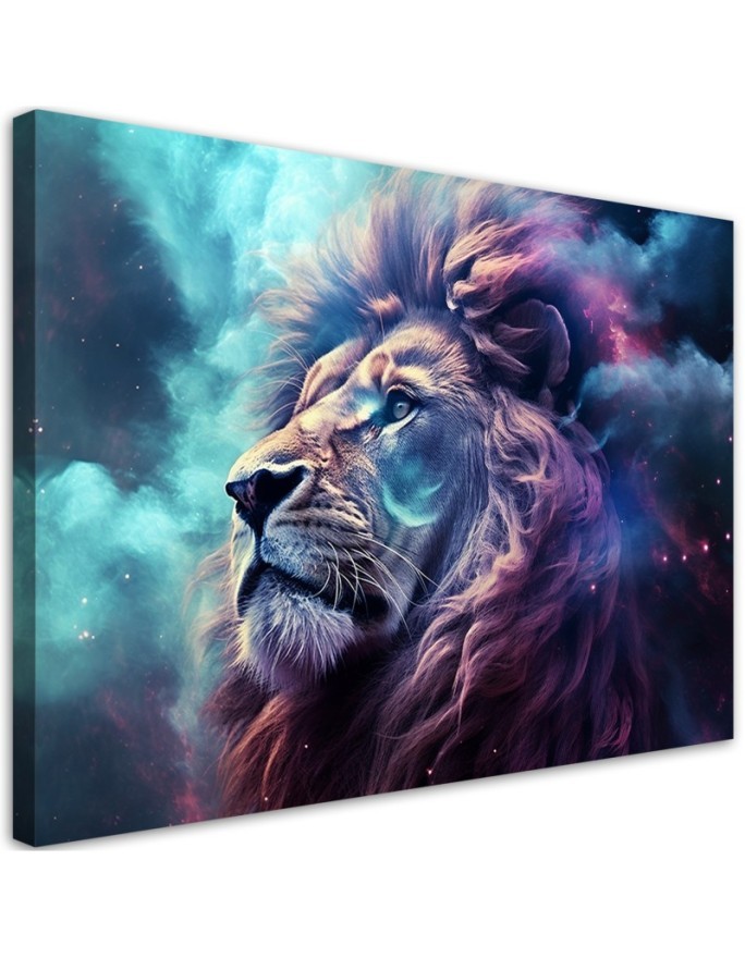 AI wall art paintings for living room - Lion Animal Abstraction Blue | FEEBY