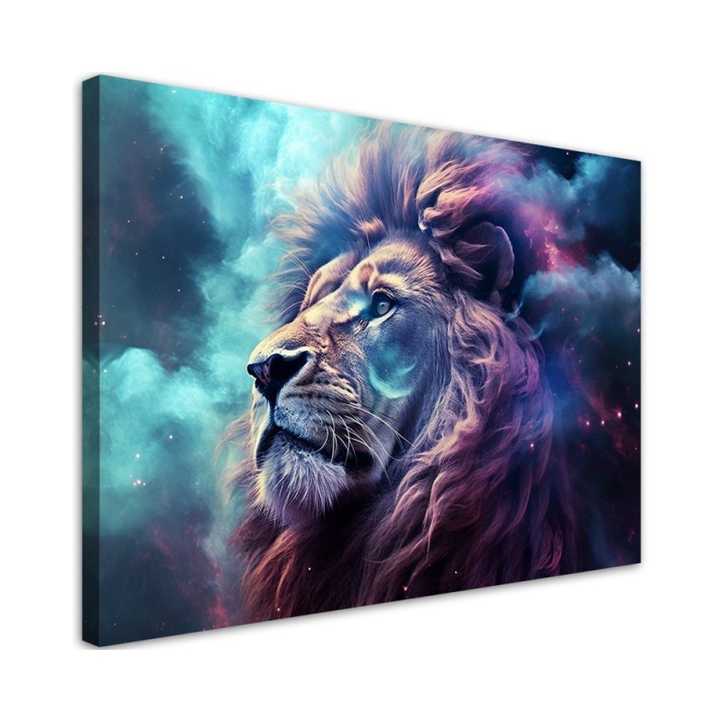 AI wall art paintings for living room - Lion Animal Abstraction Blue | FEEBY