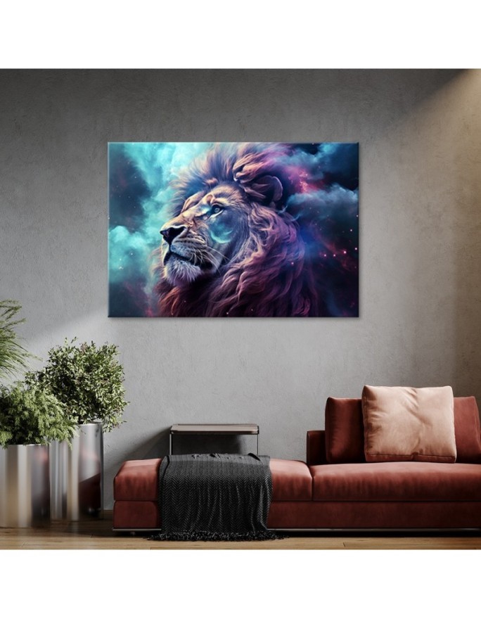 AI wall art paintings for living room - Lion Animal Abstraction Blue | FEEBY