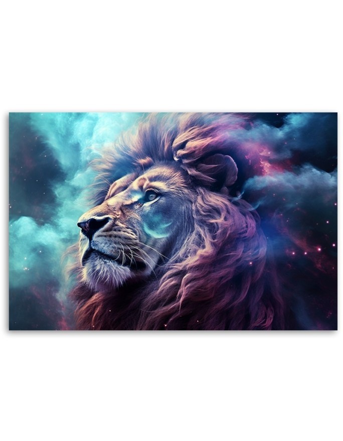 AI wall art paintings for living room - Lion Animal Abstraction Blue | FEEBY