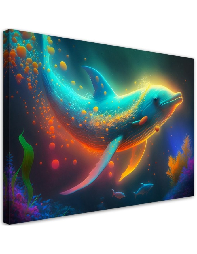 AI Canvas paintings for children's room - Dolphin neon abstract | FEEBY