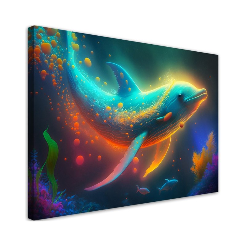 AI Canvas paintings for children's room - Dolphin neon abstract | FEEBY