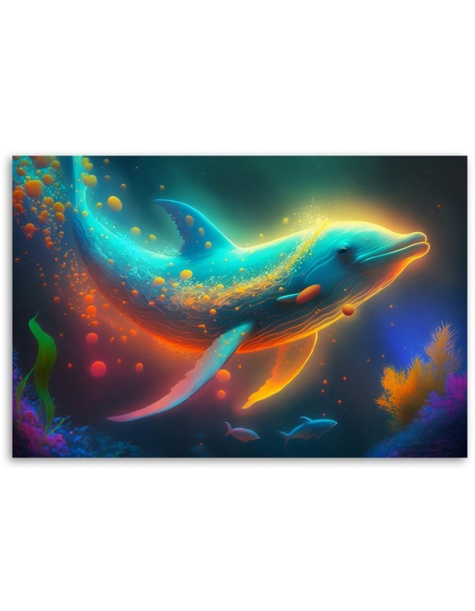 AI Canvas paintings for children's room - Dolphin neon abstract | FEEBY