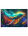 AI Canvas paintings for children's room - Dolphin neon abstract | FEEBY