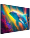AI Canvas prints for children's room - Dolphin neon abstract | FEEBY
