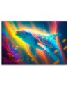 AI Canvas prints for children's room - Dolphin neon abstract | FEEBY