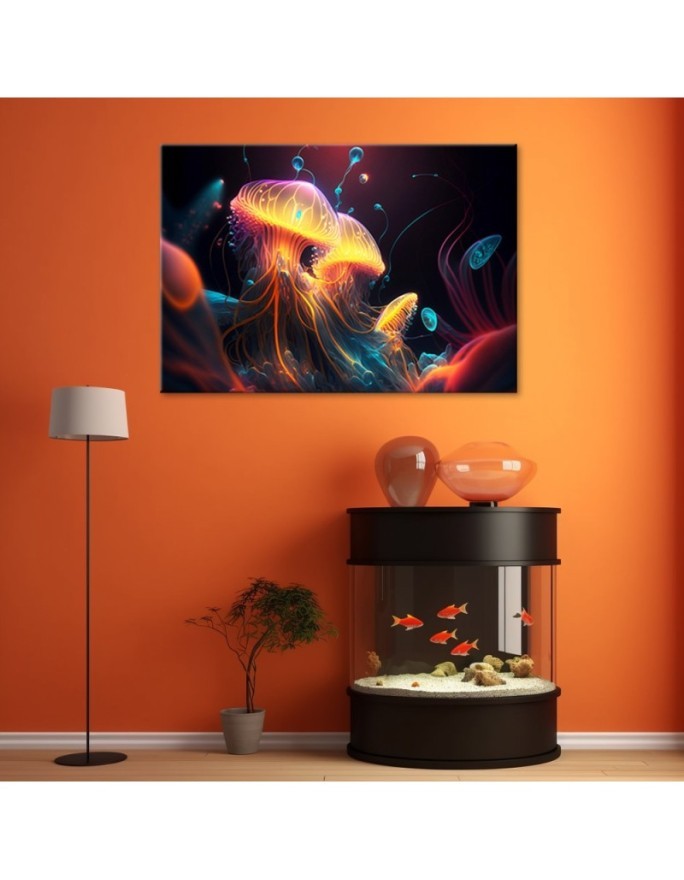 AI Prints on canvas - Colourful marine abstraction | FEEBY