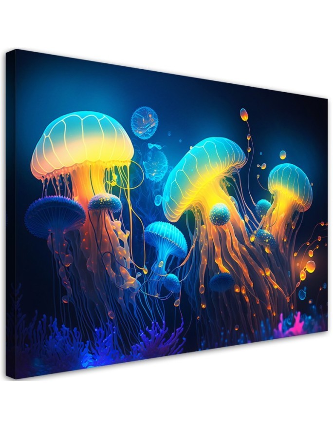 AI Canvas print Canvas prints for children's room - Neon sea abstraction | FEEBY
