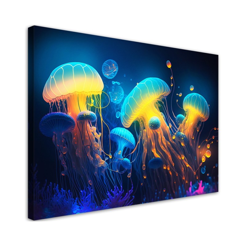 AI Canvas print Canvas prints for children's room - Neon sea abstraction | FEEBY