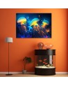 AI Canvas print Canvas prints for children's room - Neon sea abstraction | FEEBY