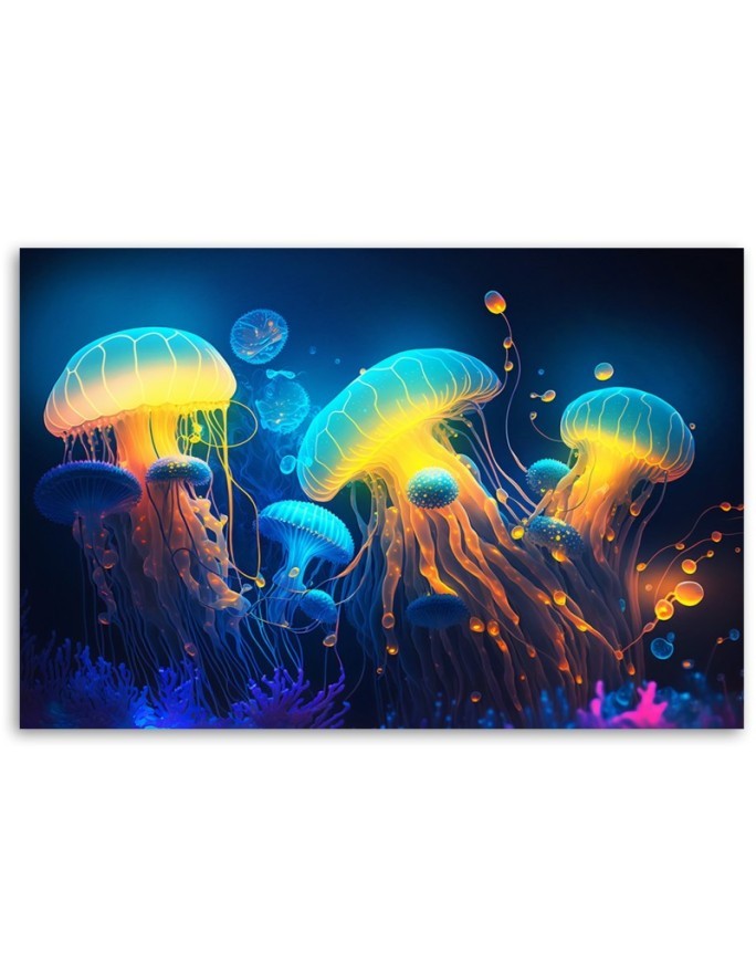 AI Canvas print Canvas prints for children's room - Neon sea abstraction | FEEBY