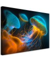 Stylish AI paintings for children's room - Jellyfish underwater Neon | FEEBY