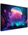 The most fashionable AI Canvas prints - Neon jellyfish | FEEBY