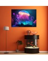 The most fashionable AI Canvas prints - Neon jellyfish | FEEBY