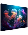 AI Canvas prints for kids - Jellyfish Neon Abstraction | FEEBY