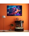 Most fashionable AI Canvas prints for children - Neon sea jellyfish | FEEBY