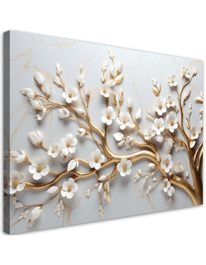 Modern canvas print for living room - Golden leaf tree | FEEBY