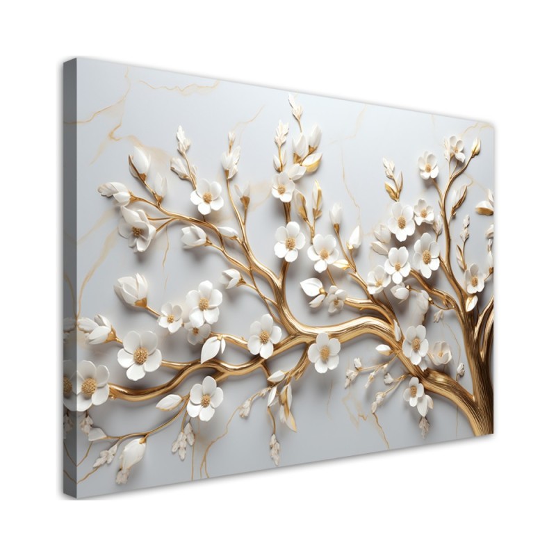 Modern canvas print for living room - Golden leaf tree | FEEBY