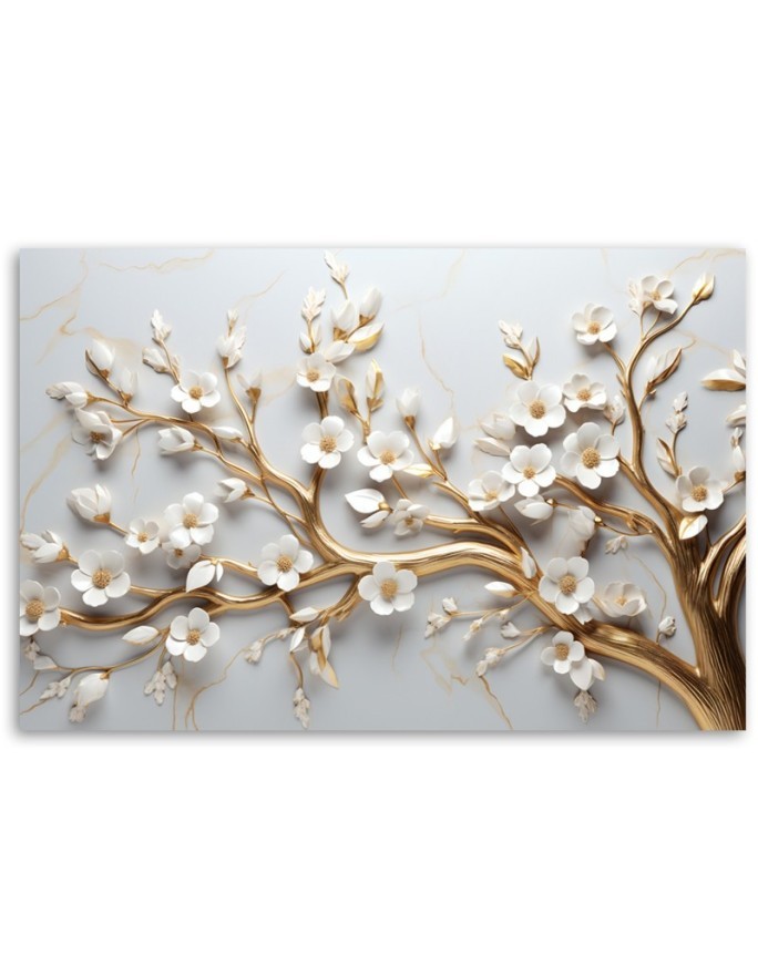 Modern canvas print for living room - Golden leaf tree | FEEBY