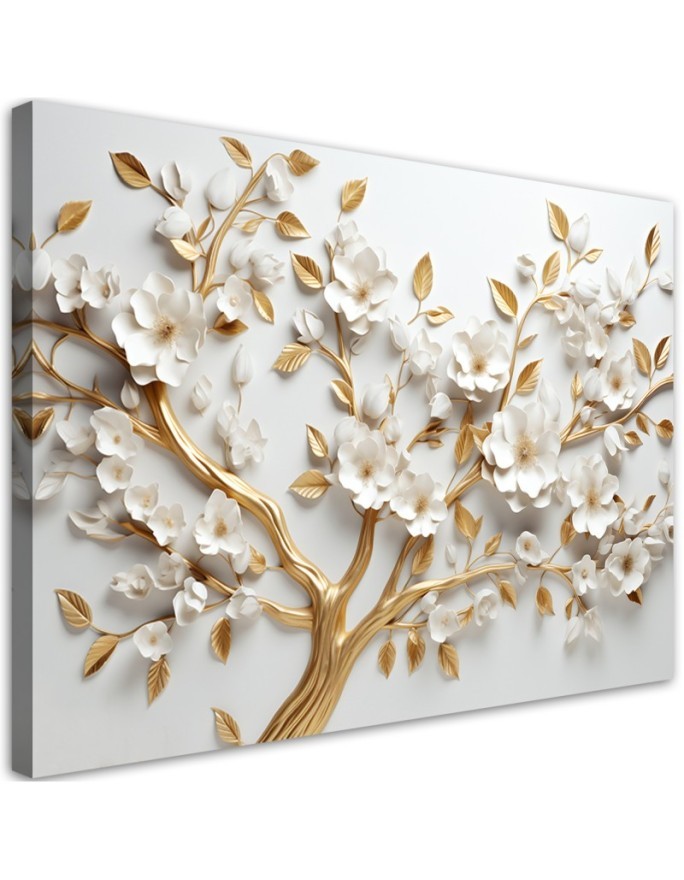 Living room wall paintings AI - Golden cherry blossom tree | FEEBY