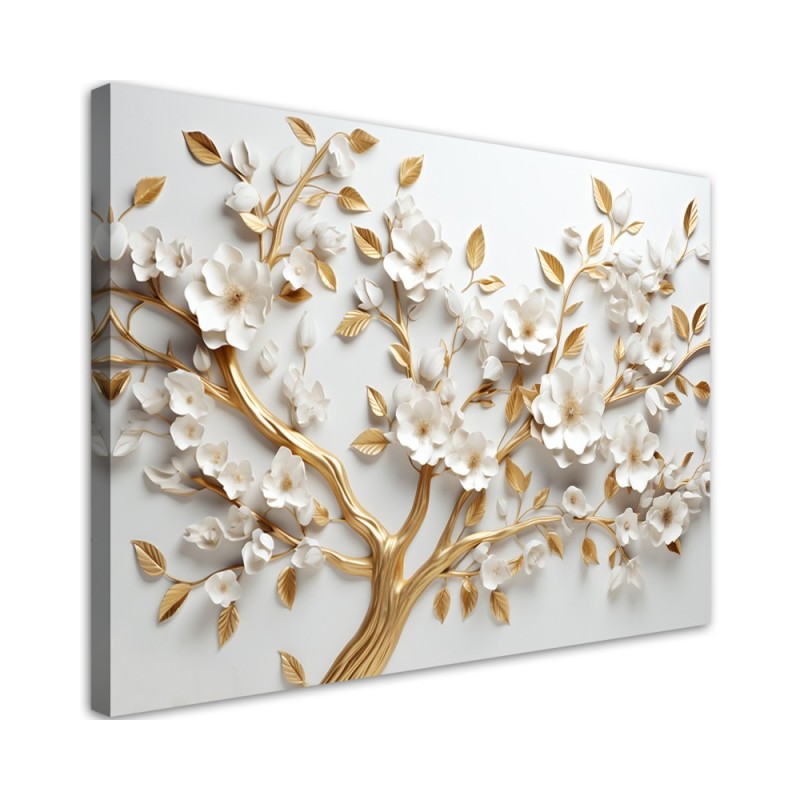 Living room wall paintings AI - Golden cherry blossom tree | FEEBY