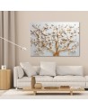Bedroom wall painting - Golden magnolia flower glamour 3D | FEEBY
