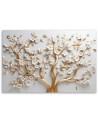 Bedroom wall painting - Golden magnolia flower glamour 3D | FEEBY