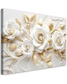 Modern canvas print for hallway - White gold rose flowers 3D | FEEBY
