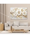 Modern canvas print for hallway - White gold rose flowers 3D | FEEBY