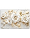 Modern canvas print for hallway - White gold rose flowers 3D | FEEBY