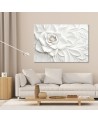 Wall painting for office - White blooming rose flower 3D | FEEBY