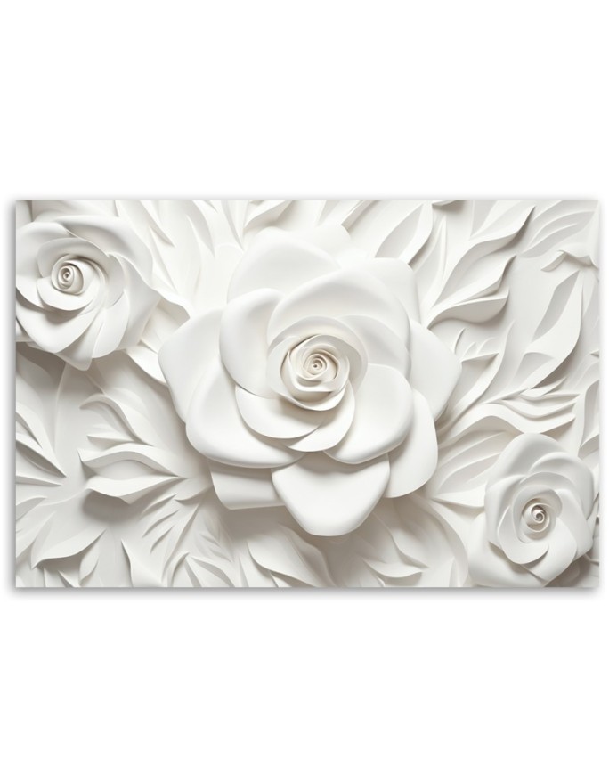 Wall painting for spa - White rose flower 3D | FEEBY