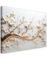 Modern canvas print for living room 3D - Golden leaf tree | FEEBY
