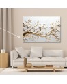 Modern canvas print for living room 3D - Golden leaf tree | FEEBY